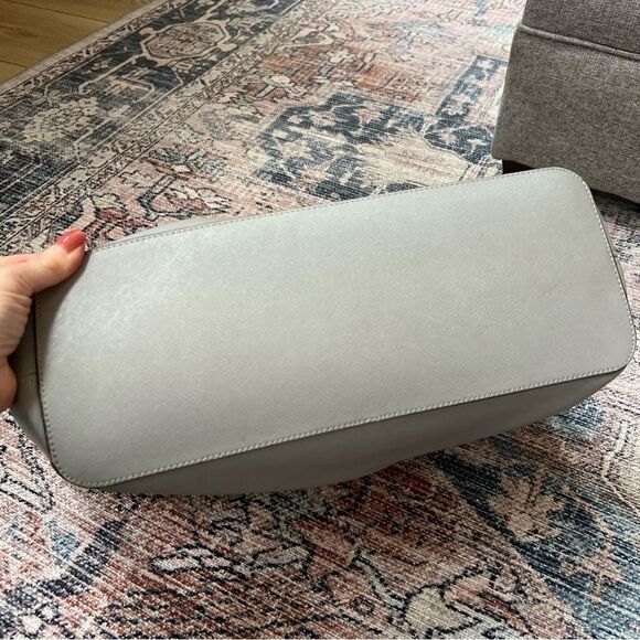 Michael Kors Jet Set Travel Saffiano Leather Top-Zip Tote Bag Gray - Picture 7 of 16